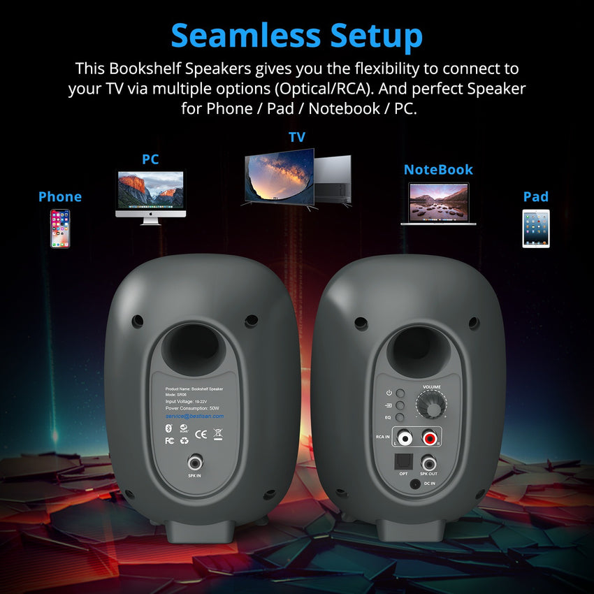 SR6 Premium 3" Active Bookshelf Speakers