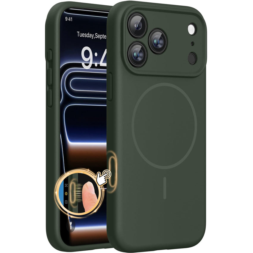 Magnetic for iPhone 17 Pro Max Case, Compatible with MagSafe, Integrated Silicone Camera Control Cover, 3.0mm Thicken Shockproof Drop Protection Phone Case for 17 ProMax, Orange