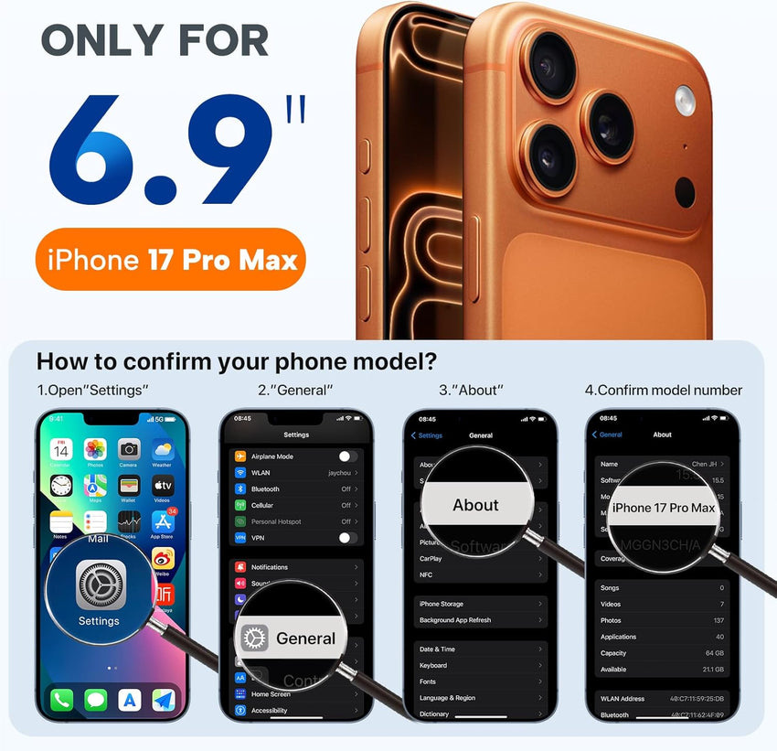 Magnetic for iPhone 17 Pro Max Case, Compatible with MagSafe, Integrated Silicone Camera Control Cover, 3.0mm Thicken Shockproof Drop Protection Phone Case for 17 ProMax, Orange