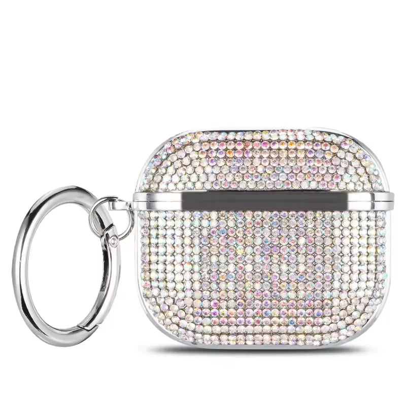 Plated Sparkling Diamond Bluetooth Headphone Case for Apple AirPods 1 3 4th Gen Pro2 Keychain Shockproof Earphone Cover