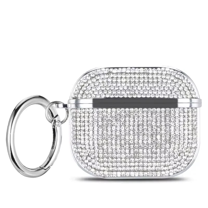 Plated Sparkling Diamond Bluetooth Headphone Case for Apple AirPods 1 3 4th Gen Pro2 Keychain Shockproof Earphone Cover